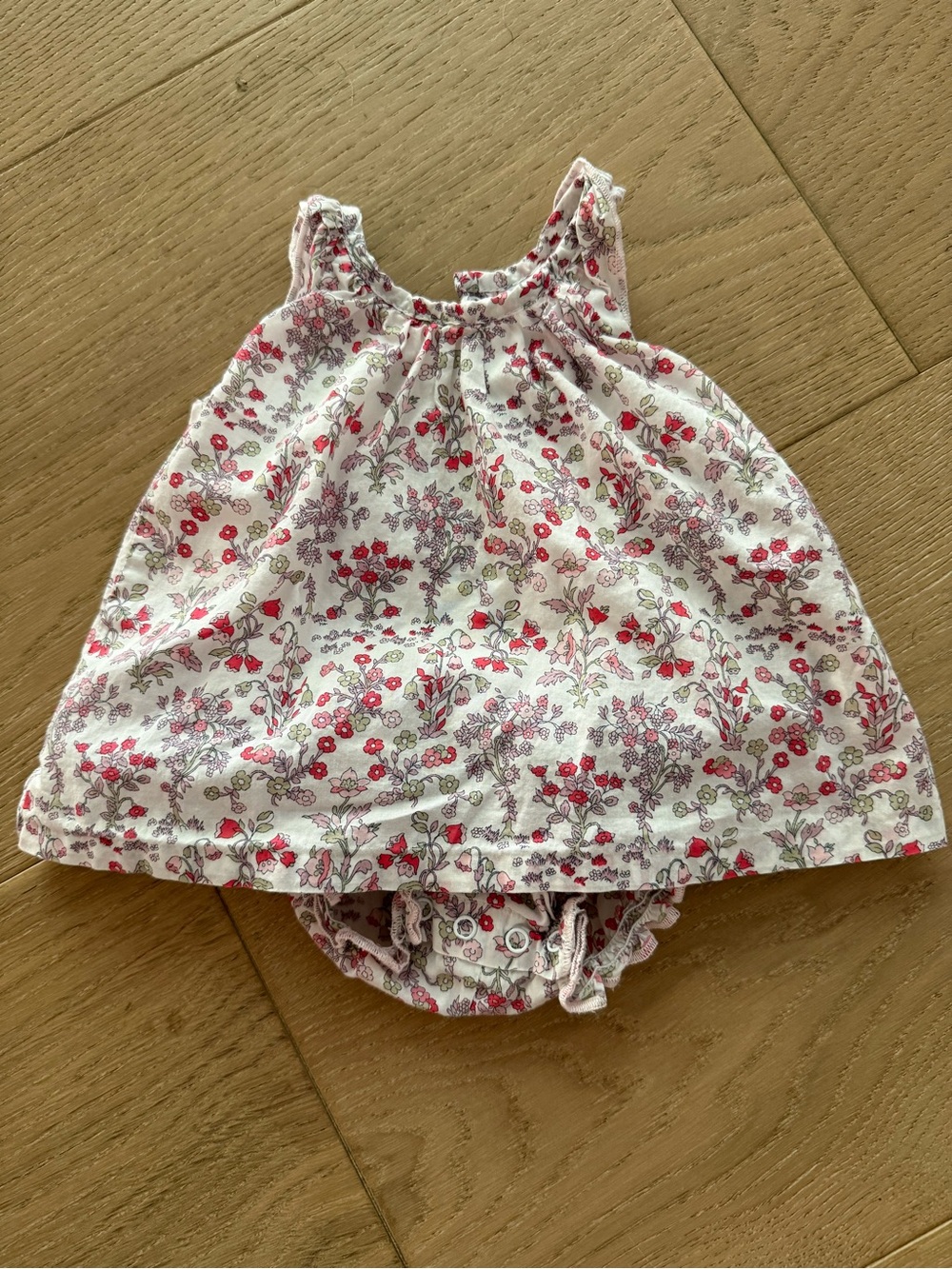 Baby Girls Floral Sleeveless Dress with Matching Bloomer - Pink/White